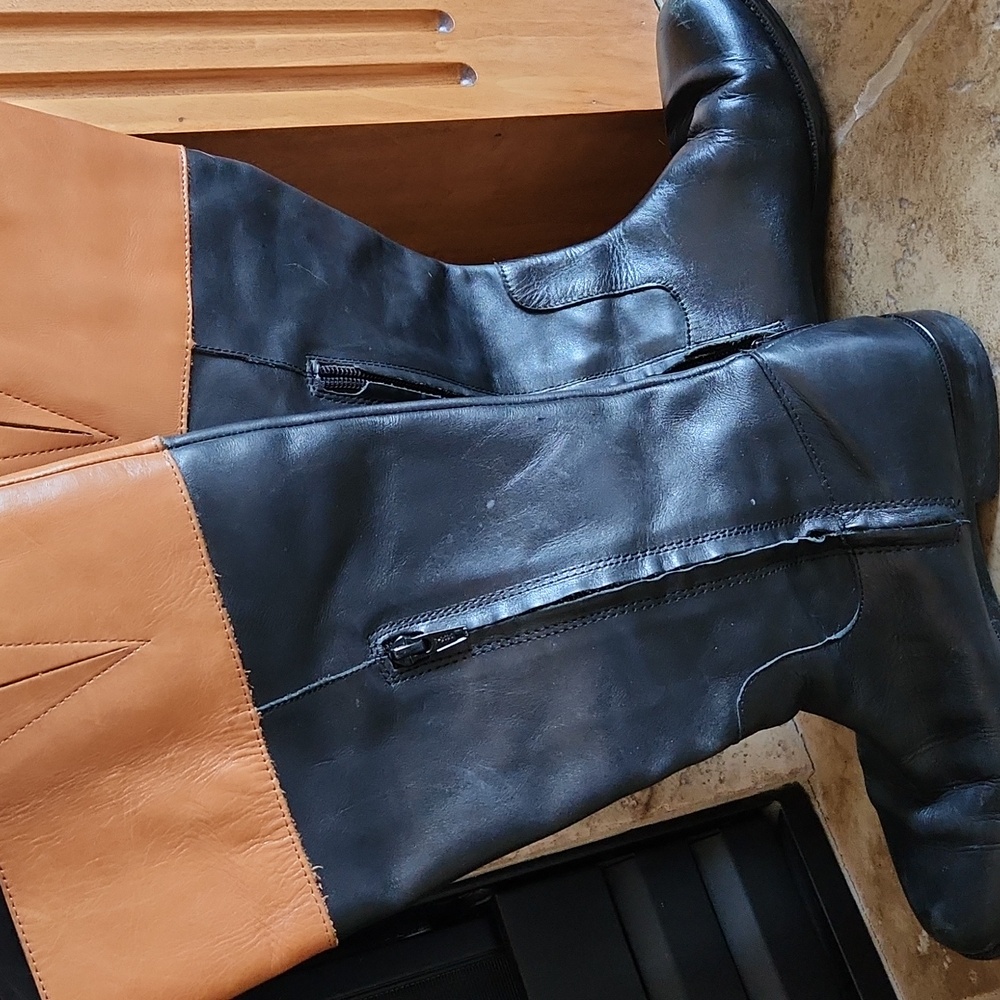 Ralph Lauren black and tan riding boots size 7.5 - Picture 3 of 16